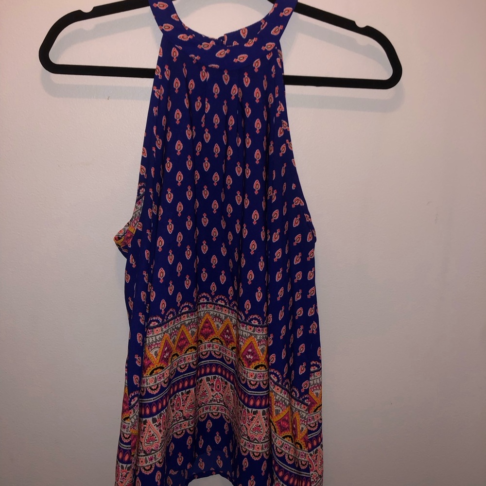 Patterned Sleeveless Blouse (Multicolored)